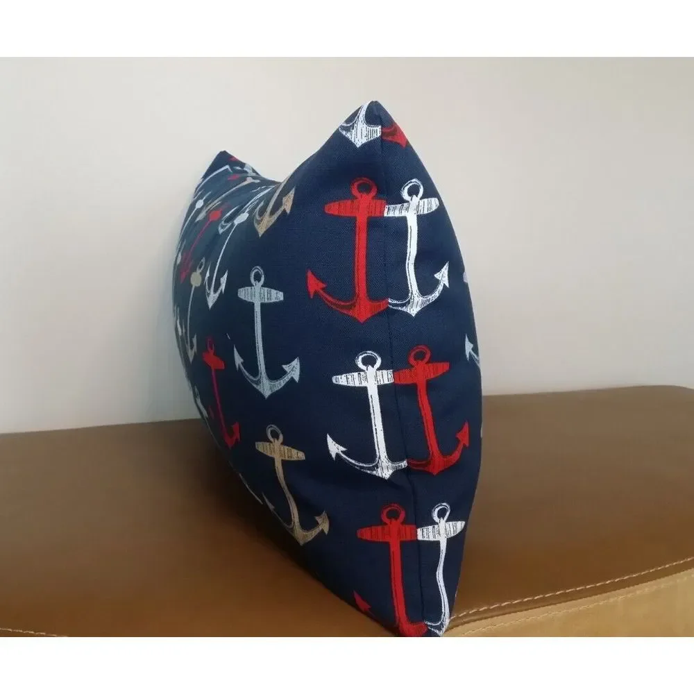 Bryant Nautical Anchors Lumbar 14X24 Zippered Throw‎ Pillow Cover Navy White NEW